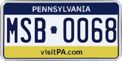 PA license plate MSB0068