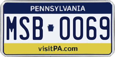 PA license plate MSB0069