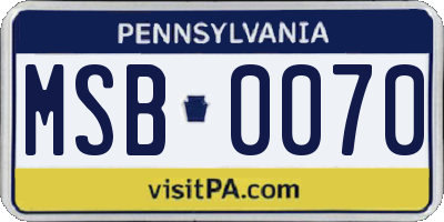 PA license plate MSB0070