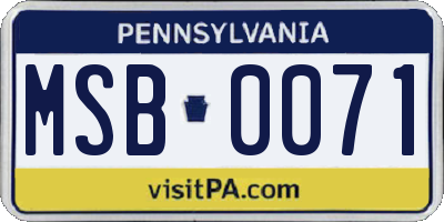 PA license plate MSB0071