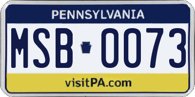PA license plate MSB0073