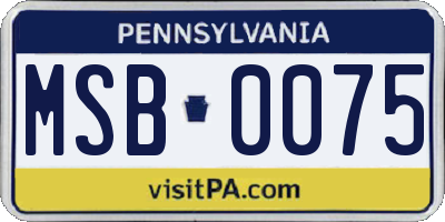 PA license plate MSB0075