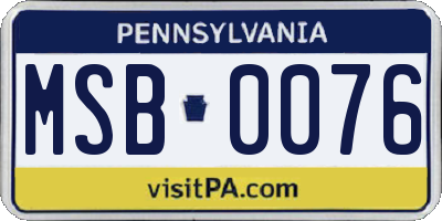 PA license plate MSB0076