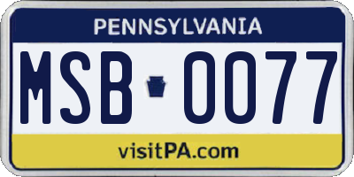 PA license plate MSB0077