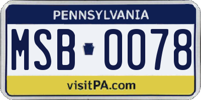PA license plate MSB0078