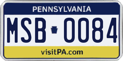 PA license plate MSB0084