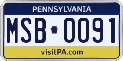 PA license plate MSB0091