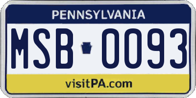 PA license plate MSB0093