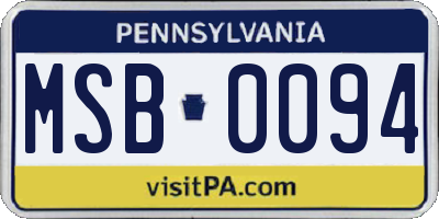 PA license plate MSB0094