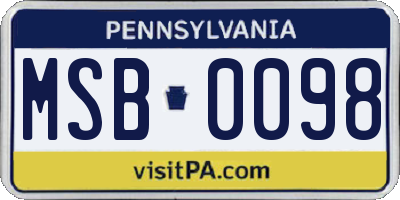 PA license plate MSB0098