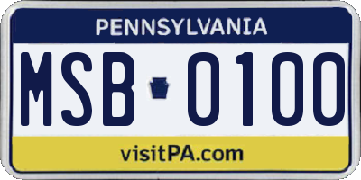 PA license plate MSB0100