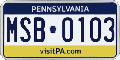 PA license plate MSB0103