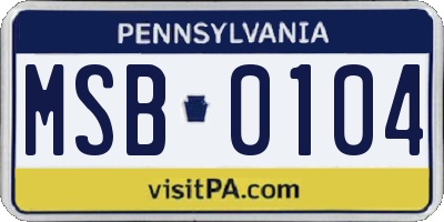 PA license plate MSB0104