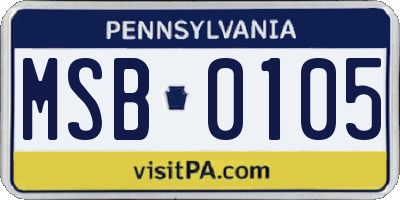 PA license plate MSB0105