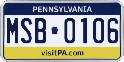 PA license plate MSB0106