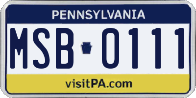 PA license plate MSB0111