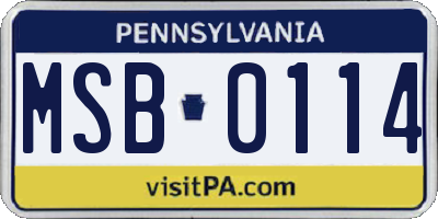 PA license plate MSB0114