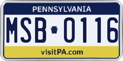 PA license plate MSB0116