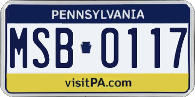 PA license plate MSB0117