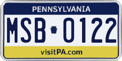 PA license plate MSB0122