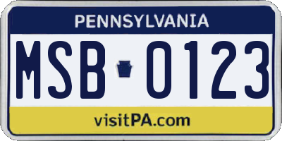 PA license plate MSB0123