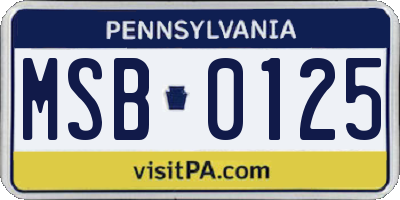 PA license plate MSB0125