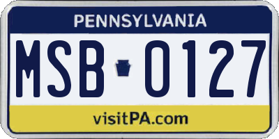 PA license plate MSB0127