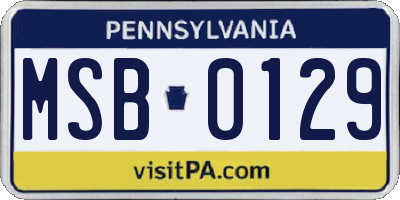PA license plate MSB0129