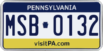 PA license plate MSB0132