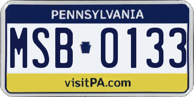 PA license plate MSB0133
