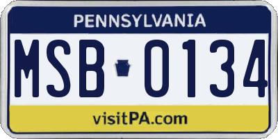 PA license plate MSB0134