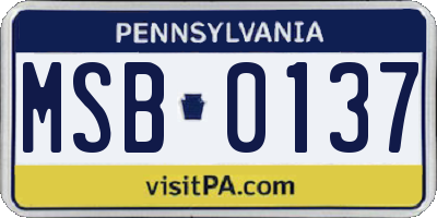 PA license plate MSB0137