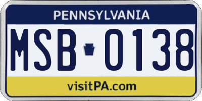 PA license plate MSB0138