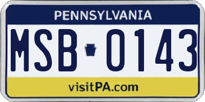 PA license plate MSB0143