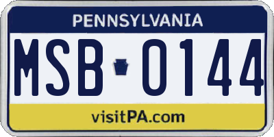 PA license plate MSB0144