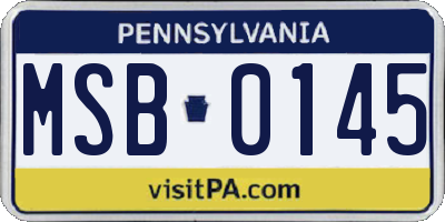 PA license plate MSB0145