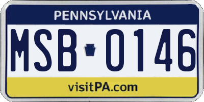 PA license plate MSB0146