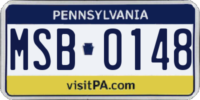 PA license plate MSB0148