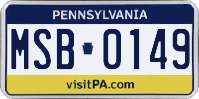 PA license plate MSB0149