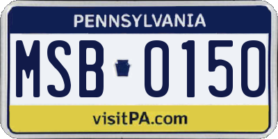 PA license plate MSB0150
