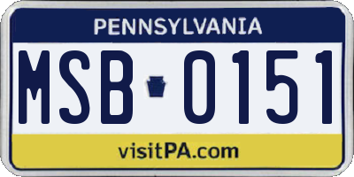 PA license plate MSB0151