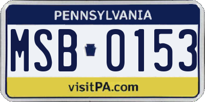 PA license plate MSB0153