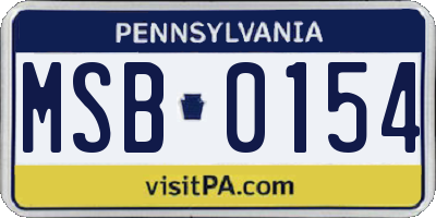 PA license plate MSB0154