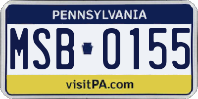 PA license plate MSB0155