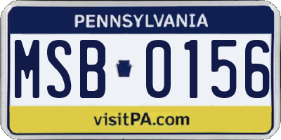 PA license plate MSB0156