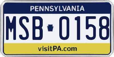 PA license plate MSB0158