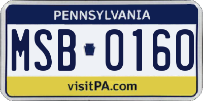 PA license plate MSB0160