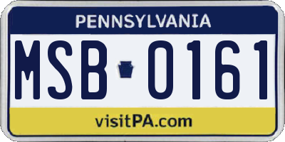 PA license plate MSB0161