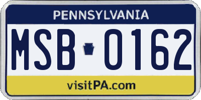 PA license plate MSB0162