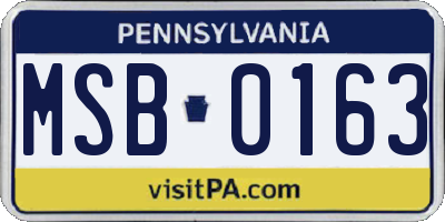 PA license plate MSB0163